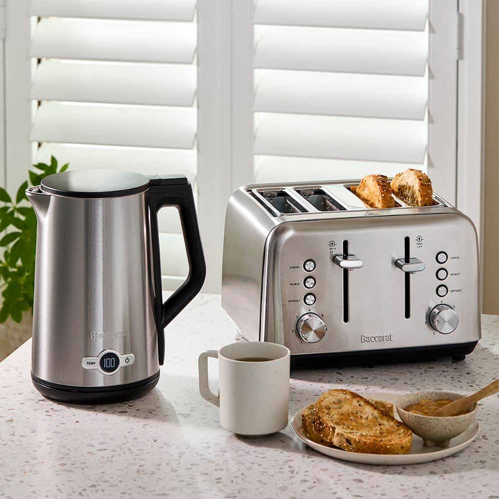 Stylish stainless steel kettle with precise temperature control and polished finish - Baccarat