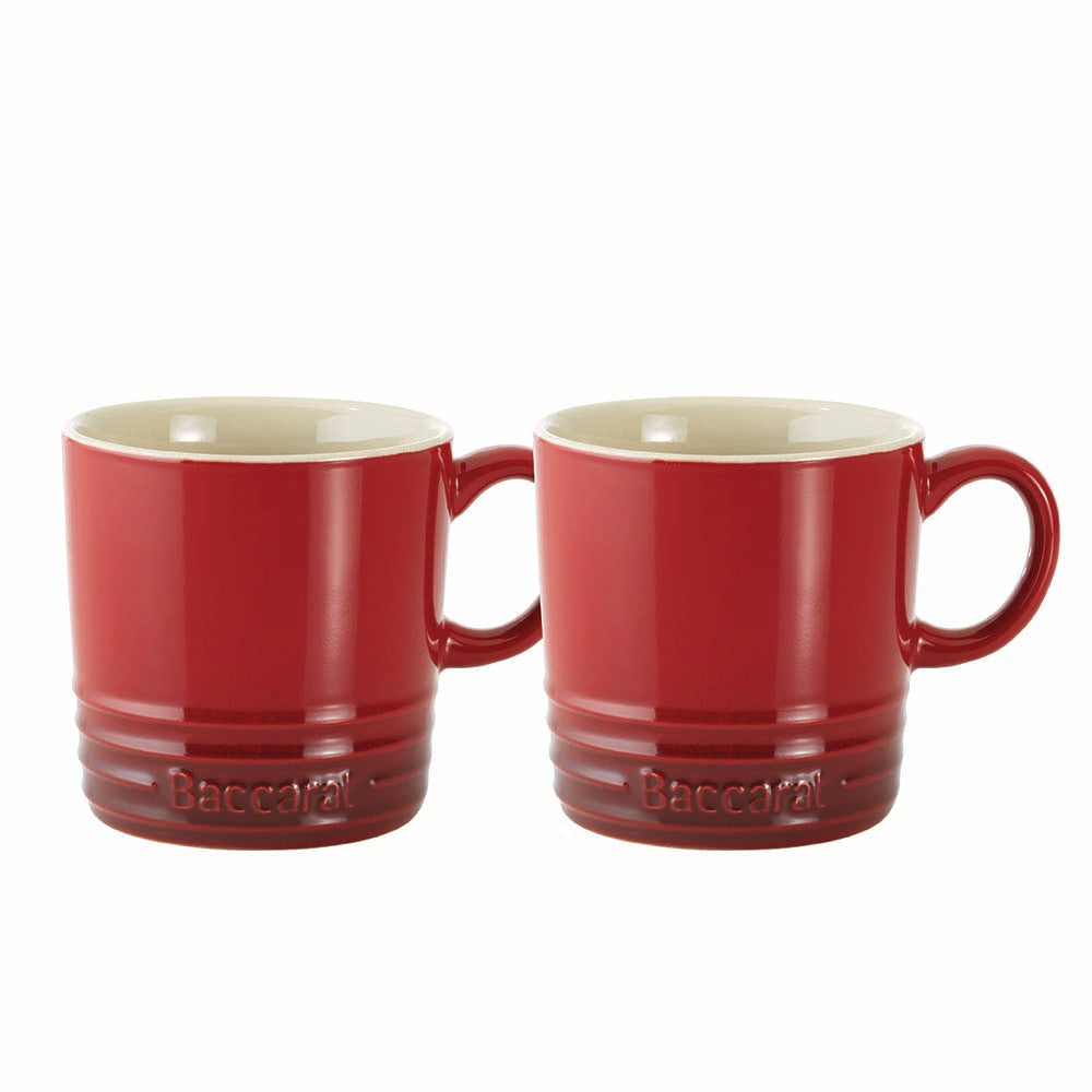Glossy ceramic mug with curved handle red - Baccarat le Connoisseur Stoneware Set of 2 Espresso Cups