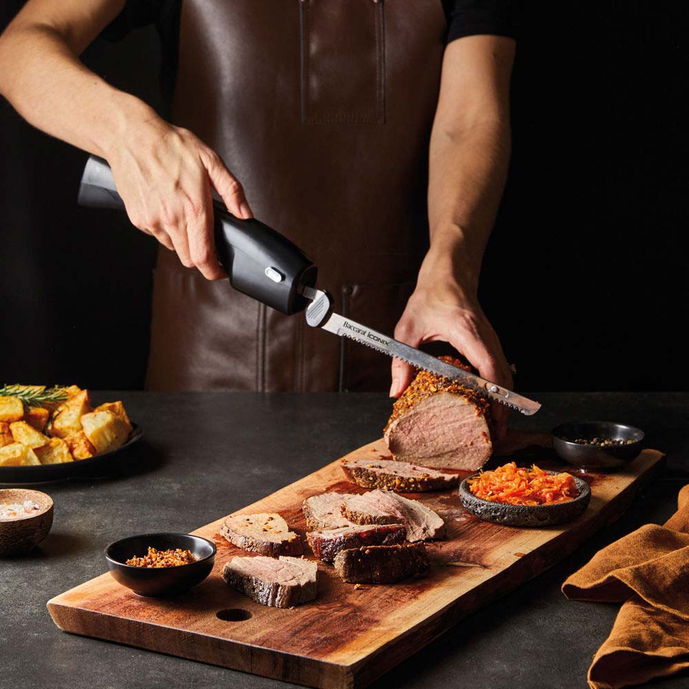 Electric cordless knife and silver blade for precision cutting black electric knife - Baccarat