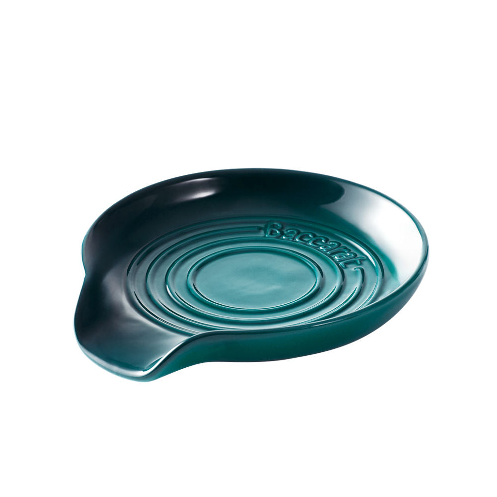 Dark green ceramic spoon rest with ridged design - Baccarat iconix cordless electric knife