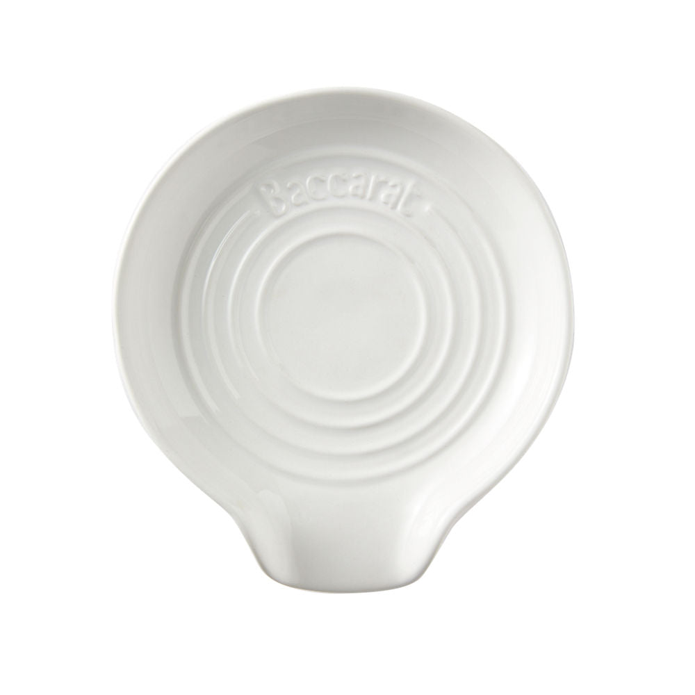 Round white ceramic spoon rest with concentric circles design ideal for kitchen use red - Baccarat