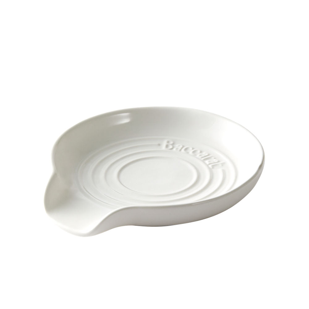 Round white ceramic spoon rest with concentric circles design ideal for kitchen use red - Baccarat