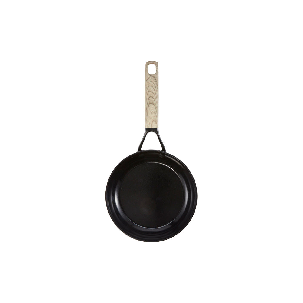 Black frying pan with handle colourful food graphics 31cm round saute pan - Baccarat le connoisseur