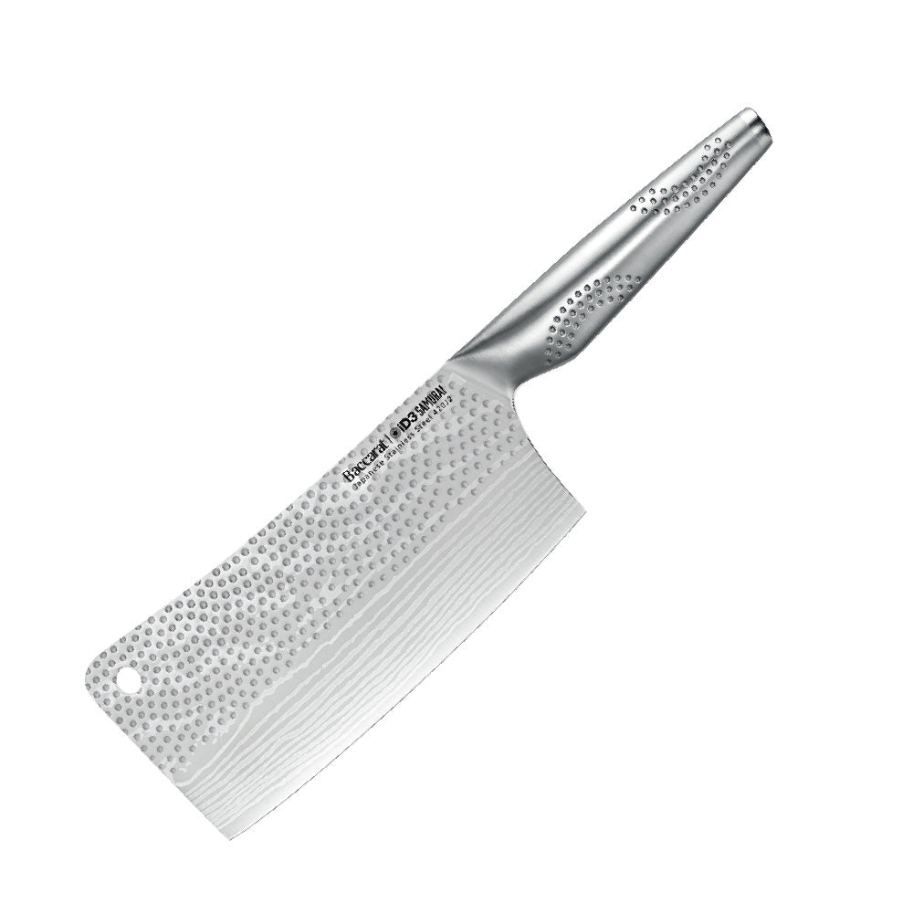 Steel knife with intricate patterns next to a red lobster on ice Samurai bread knife 20cm - Baccarat