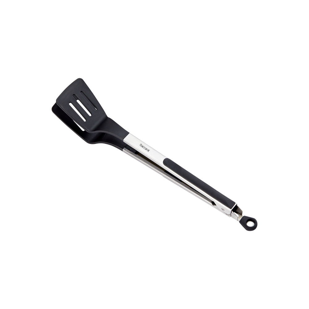 Stainless steel spatula with black silicone head for flipping and serving - Baccarat id3