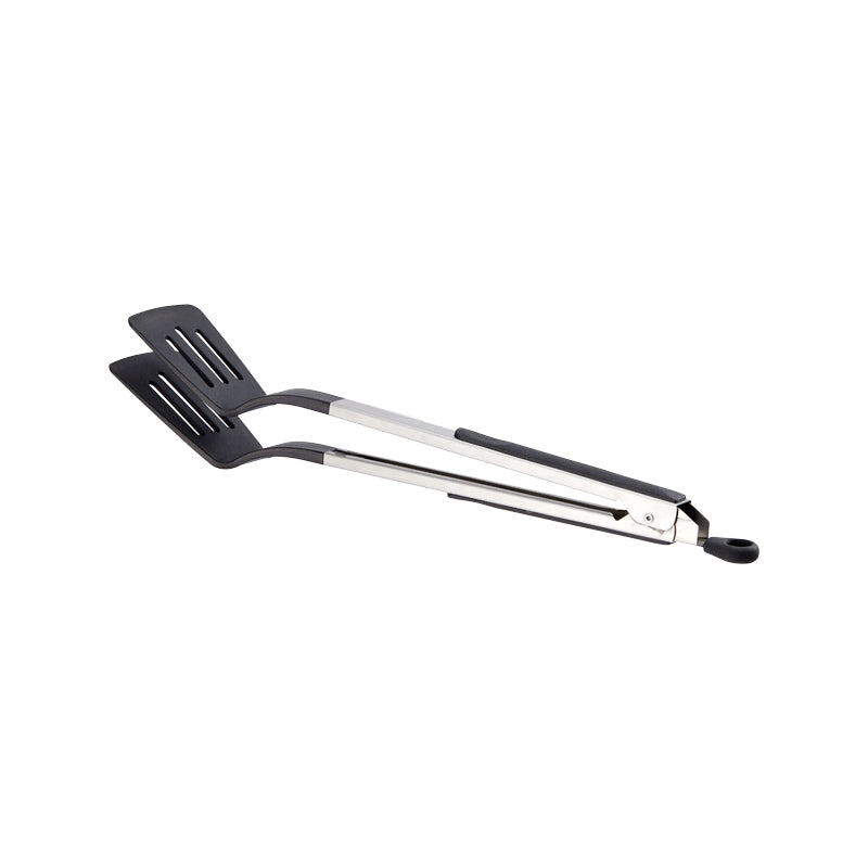 Stainless steel spatula with black silicone head for flipping and serving - Baccarat id3
