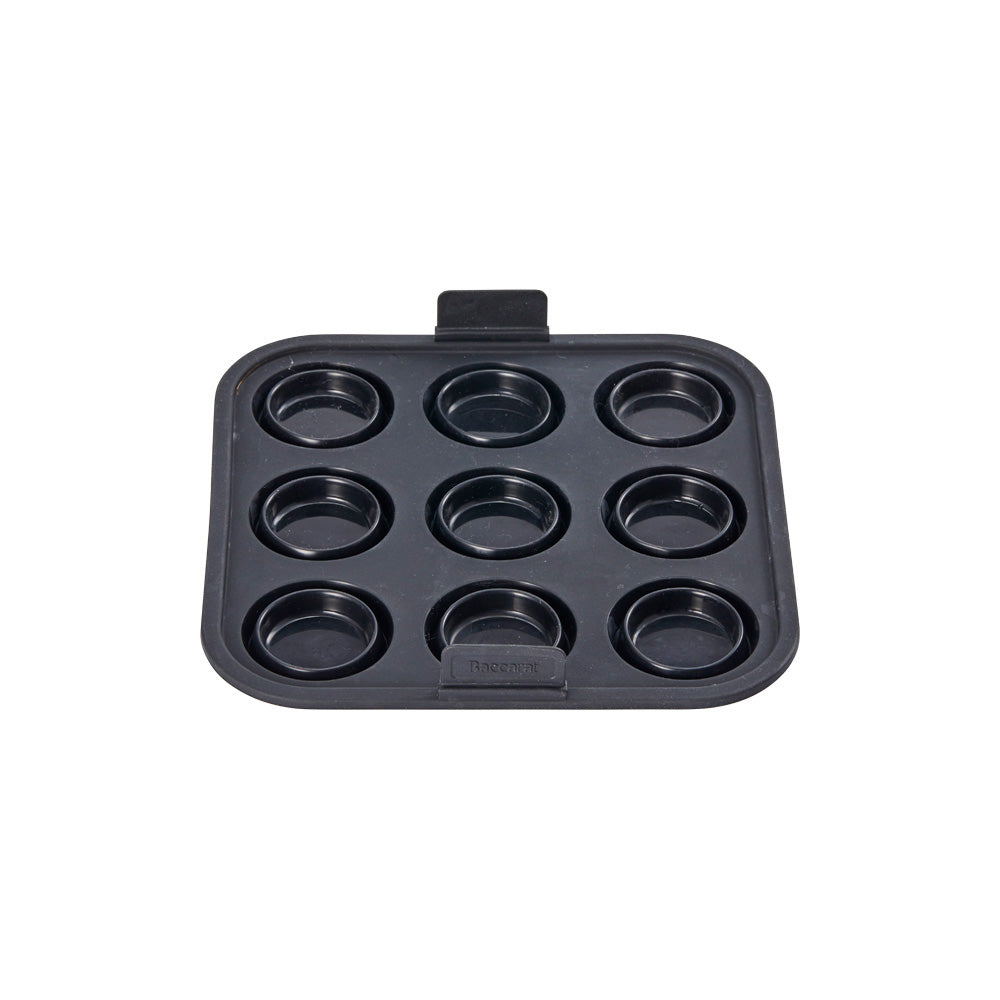 A black muffin tray with nine cups sleek design sturdy handles non-stick coating - Baccarat