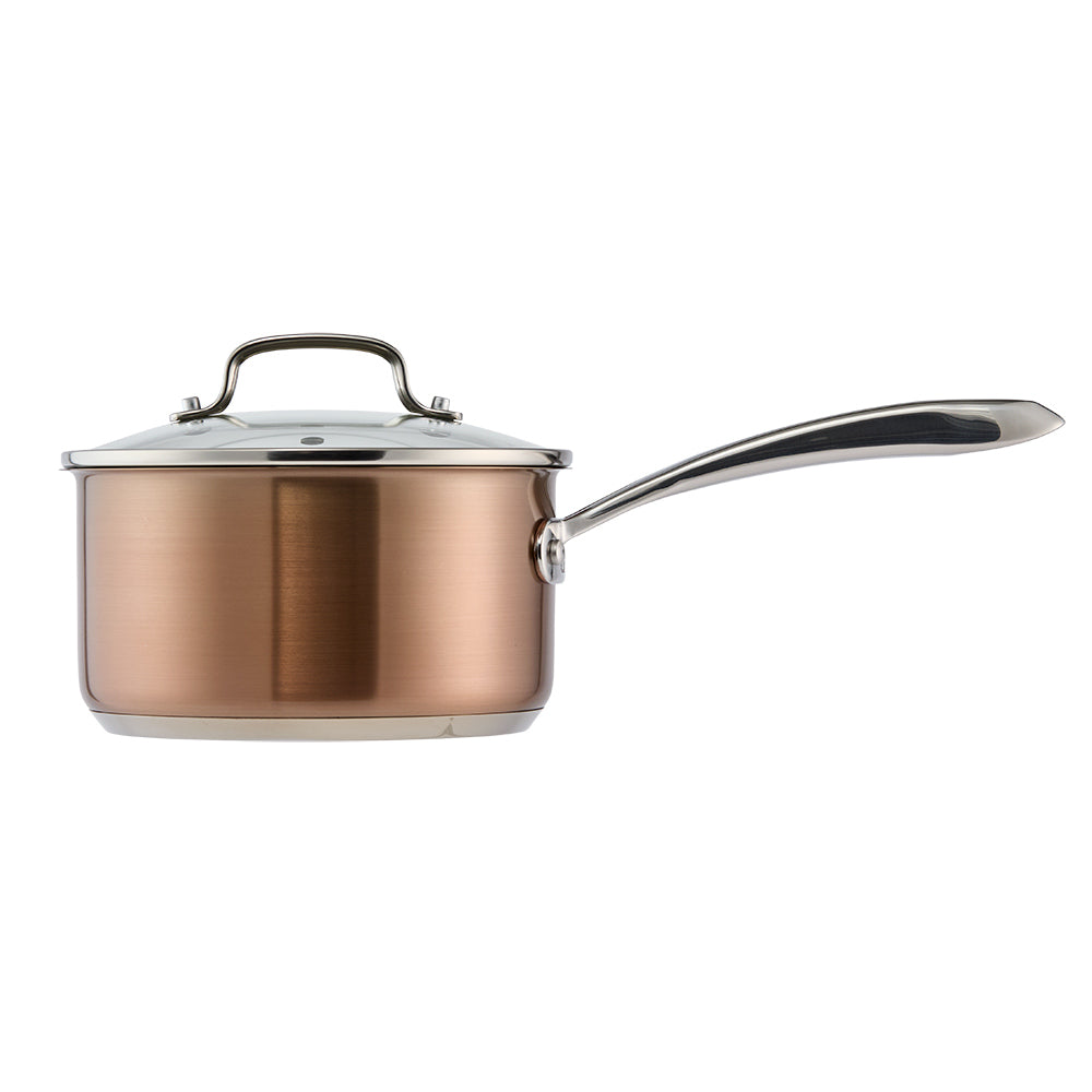Baccarat SIGNATURE Stainless Steel 6 Piece Cookware Set Copper with saucepan and lid at Baccarat