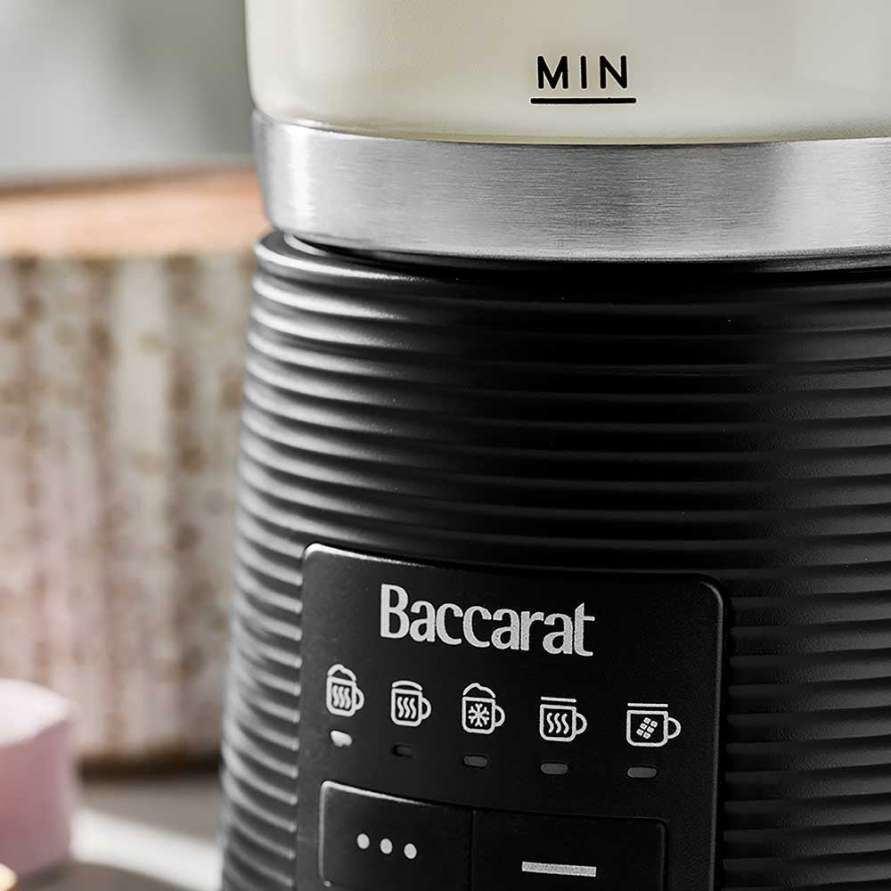 electric glass milk frother with hot chocolate and marshmallows