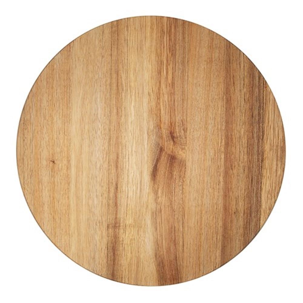 Acacia round cutting board with natural grain texture light brown color - Baccarat butchers corner