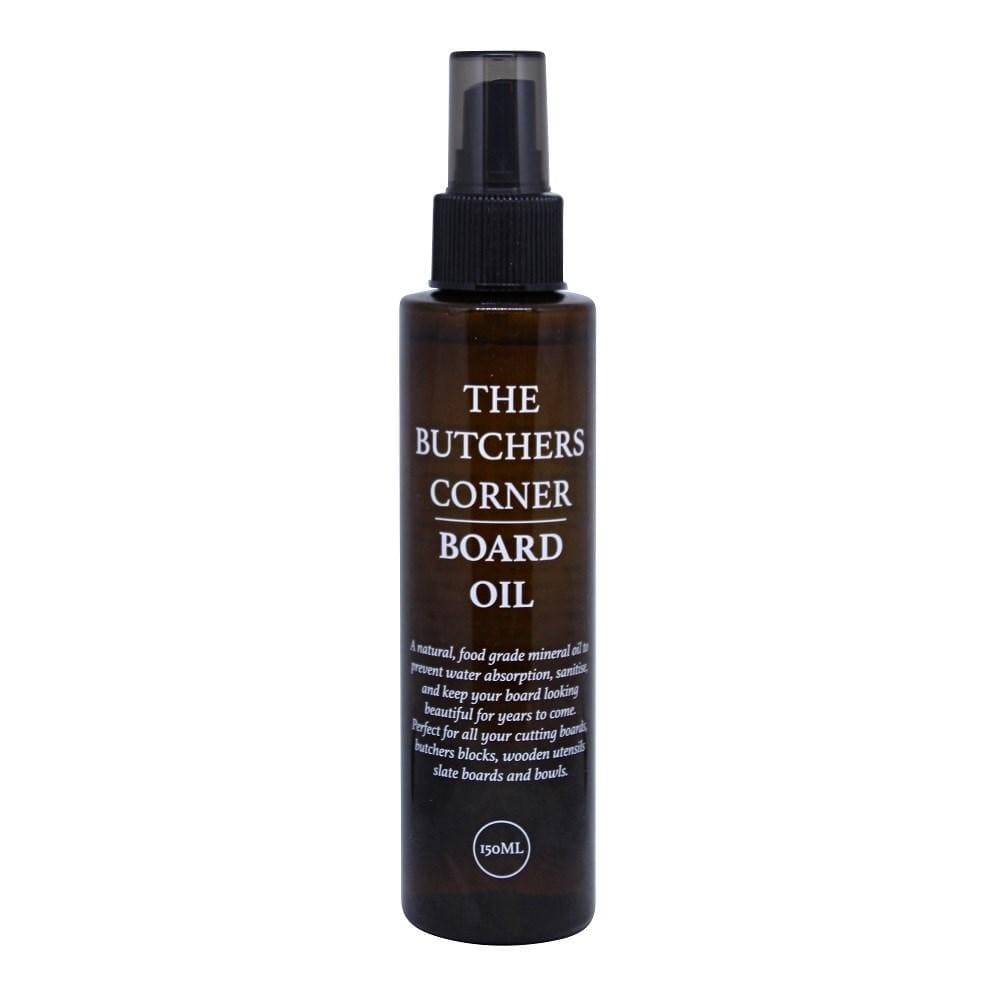 brown spray bottle with wood board oil label - Baccarat butchers corner wood board oil 150ml