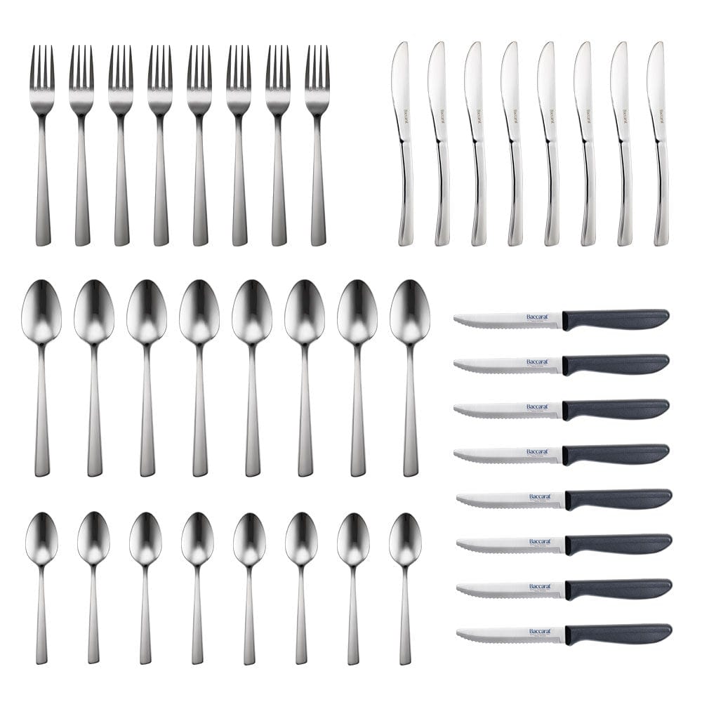 Elegant cutlery set with forks knives and spoons polished stainless steel - Baccarat daisho mori