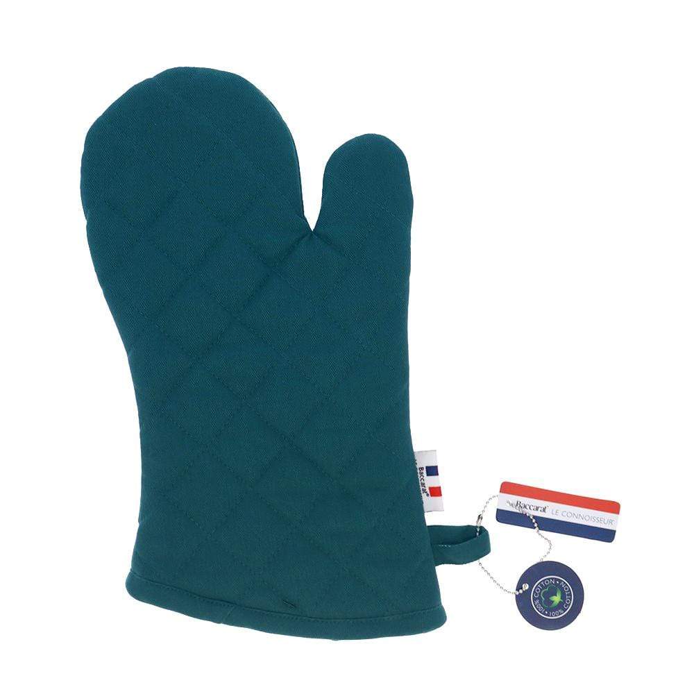 Teal oven glove with quilted design and stylish button detail - Baccarat Le Connoisseur