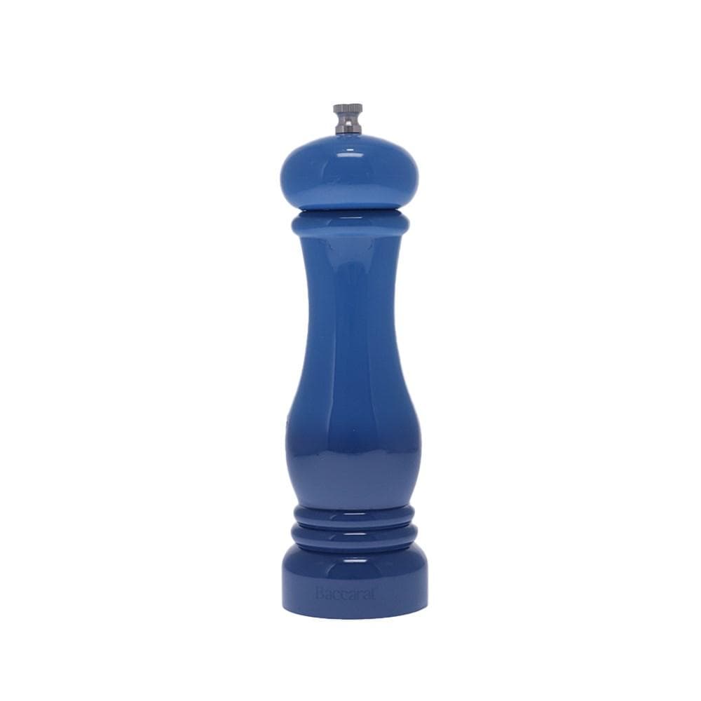 Blue Dutch oven and pepper mill on speckled counter - Baccarat Le Connoisseur