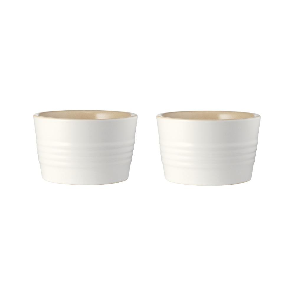 Set of two white stoneware ramekins 9cm perfect for serving dishes - Baccarat