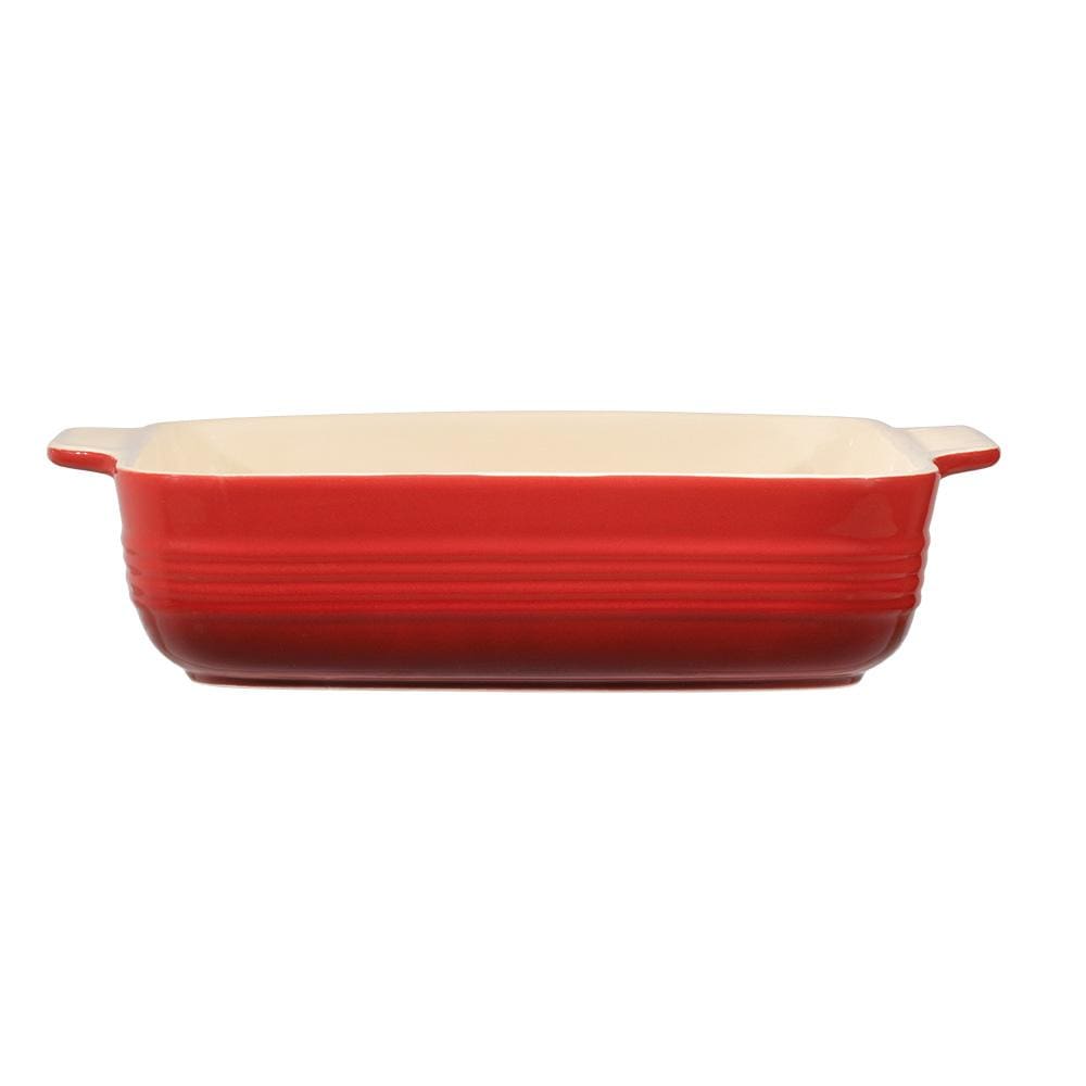Square baking dish with handles vibrant red color - Baccarat Le Connoisseur stoneware 24cm red