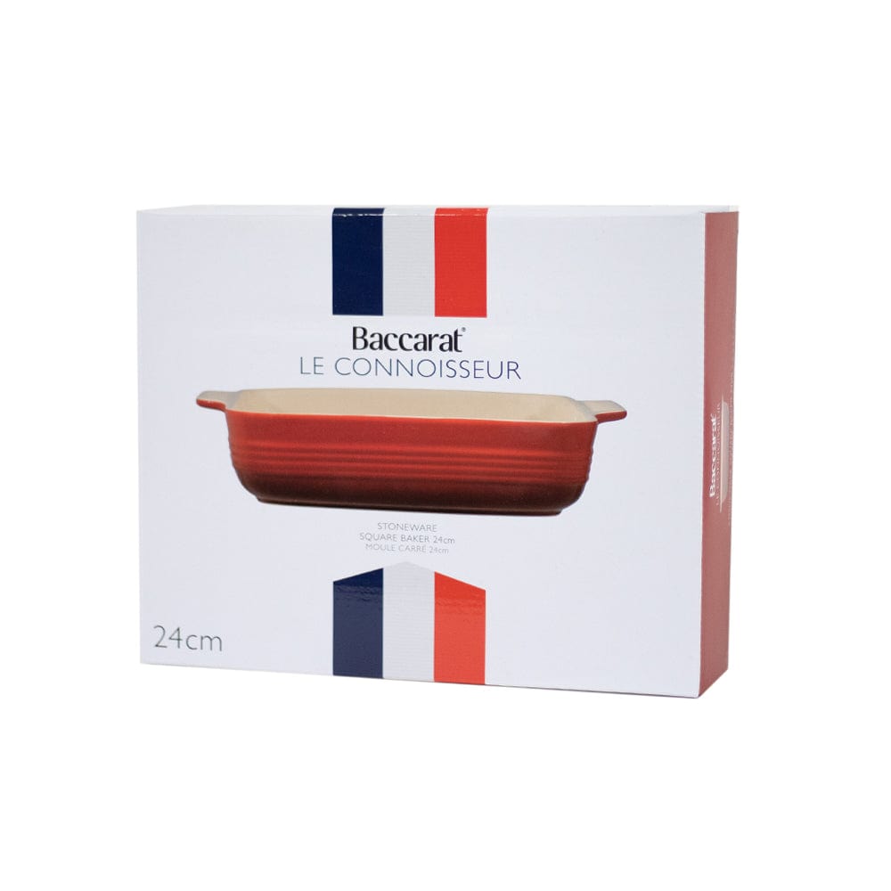 Square baking dish with handles vibrant red color - Baccarat Le Connoisseur stoneware 24cm red