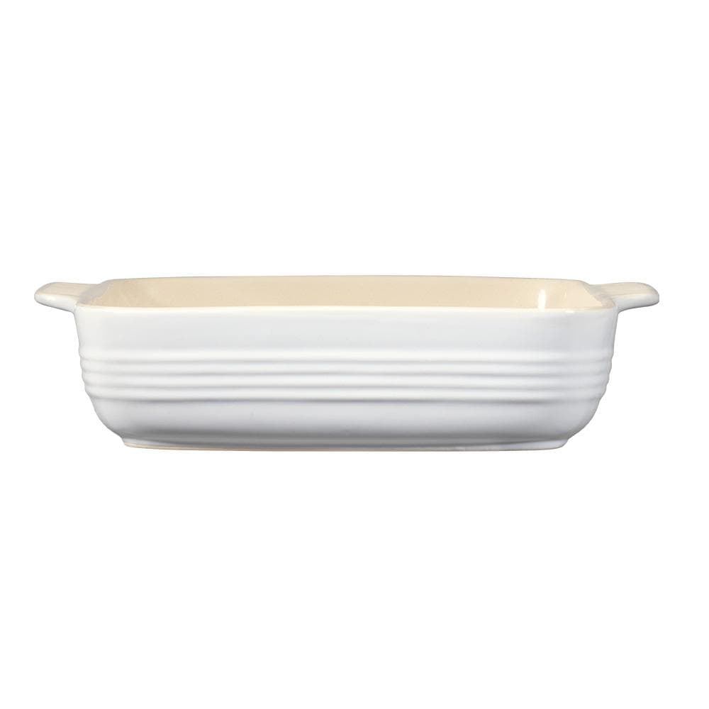 Square stoneware baking dish with handles ideal for oven use in white - Baccarat Le Connoisseur