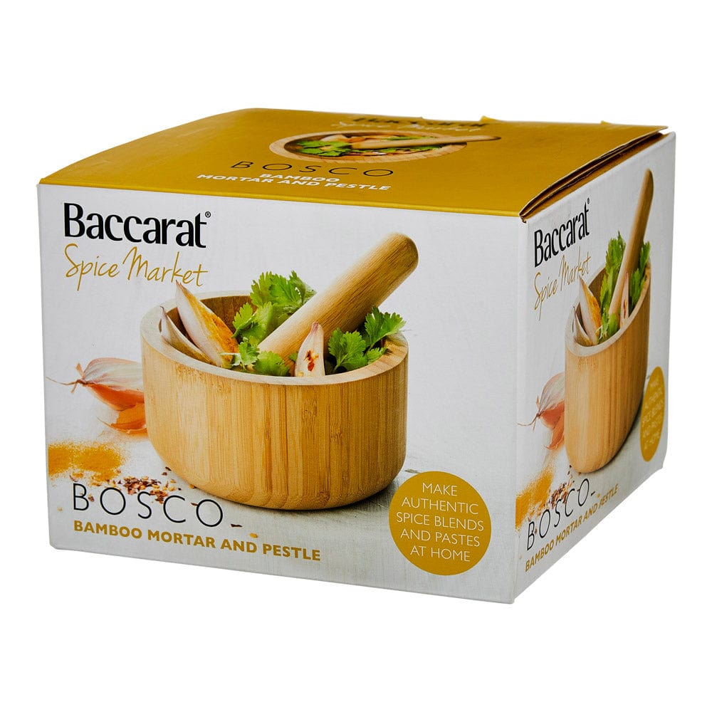 bamboo mortar and pestle set in box natural wood finish kitchen tool - Baccarat Spice Market Bosco