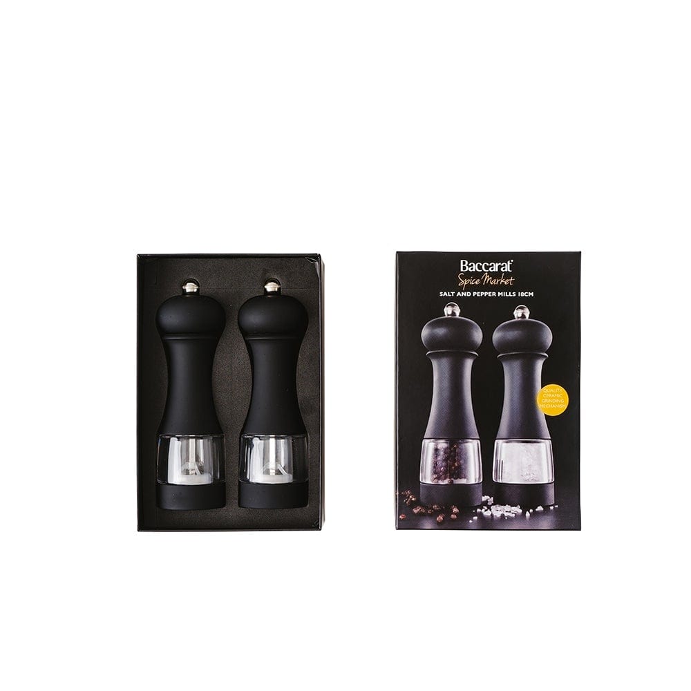 Elegant 18cm salt and pepper mills with transparent design for easy viewing - Baccarat