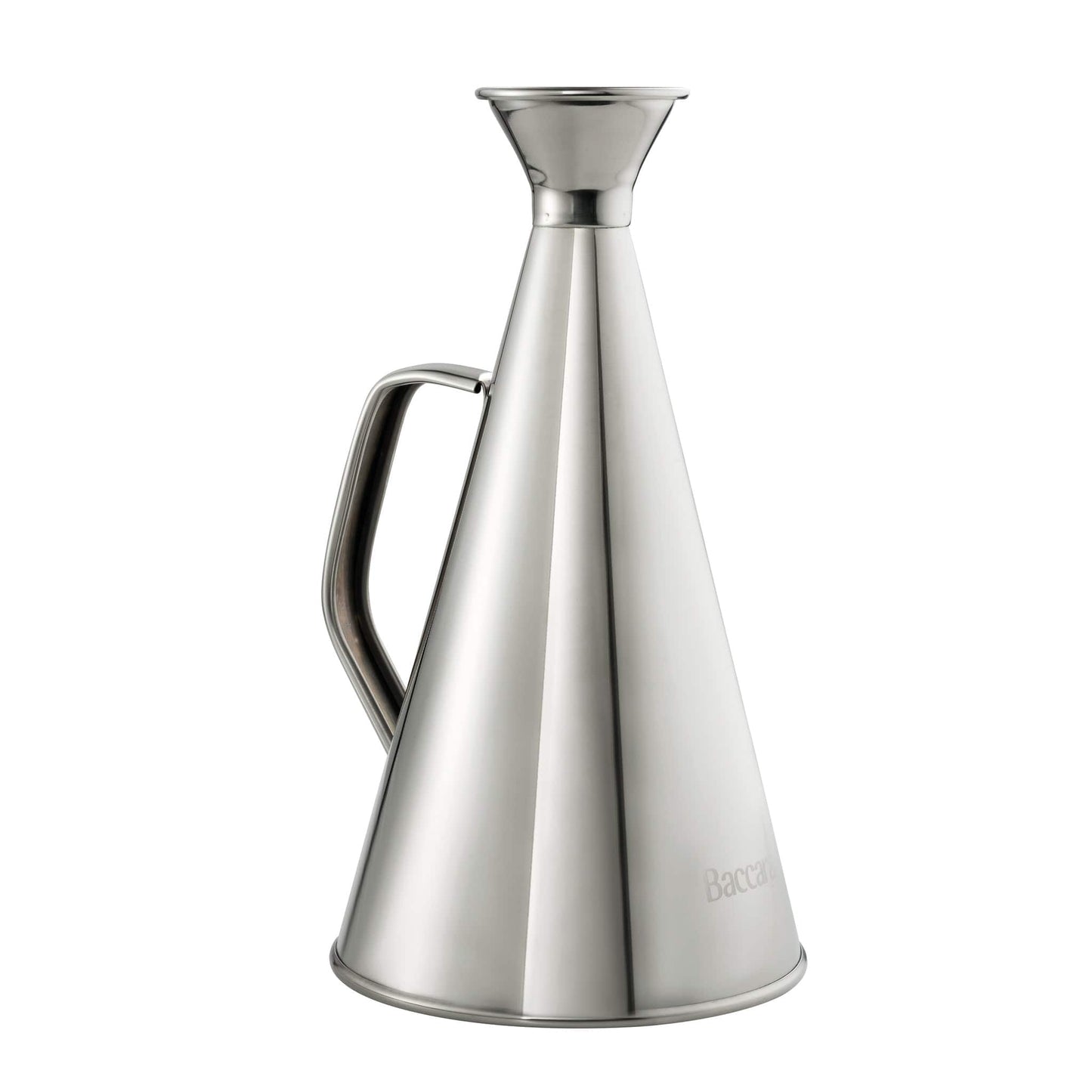 A polished stainless steel oil bottle elegantly drizzling golden olive oil - Baccarat spice market