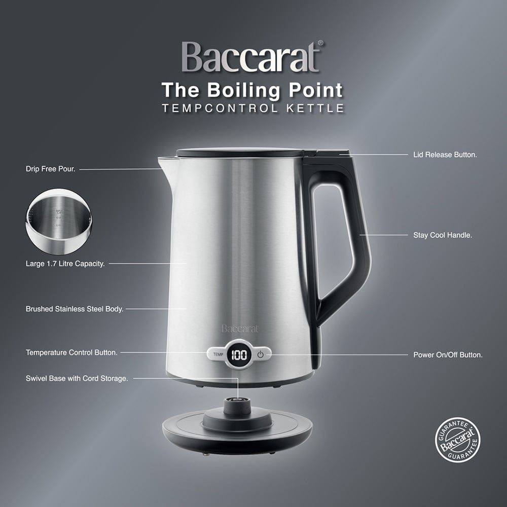 Stylish stainless steel kettle with precise temperature control and polished finish - Baccarat