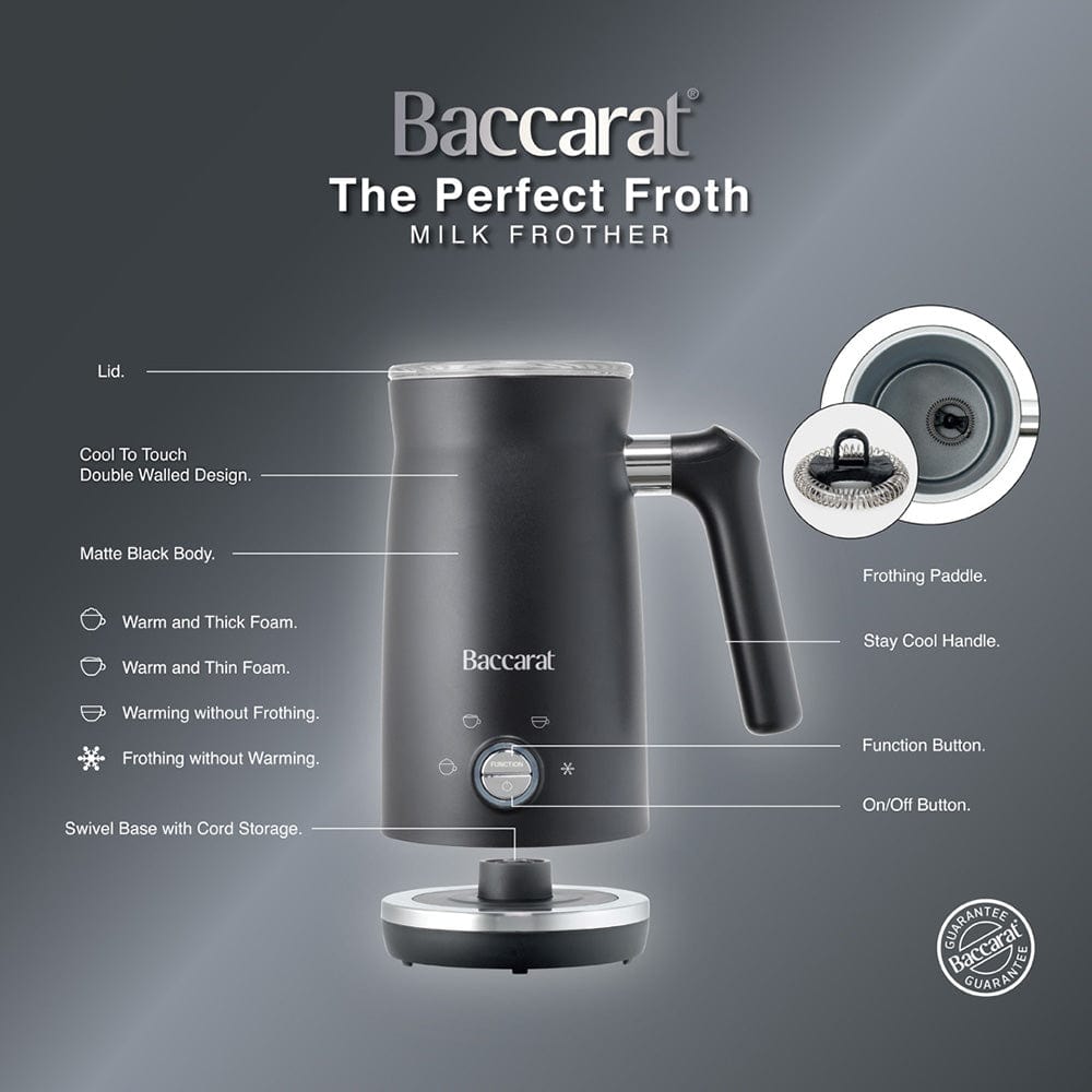 Close-up of an electric milk frother with sleek design and black handle - Baccarat the Perfect Froth