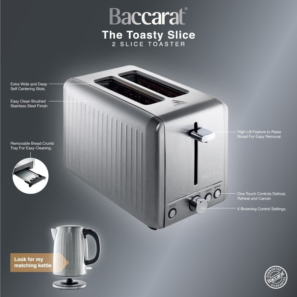 A stylish toaster with golden toast and fresh fruit in a bright kitchen silver toaster - Baccarat