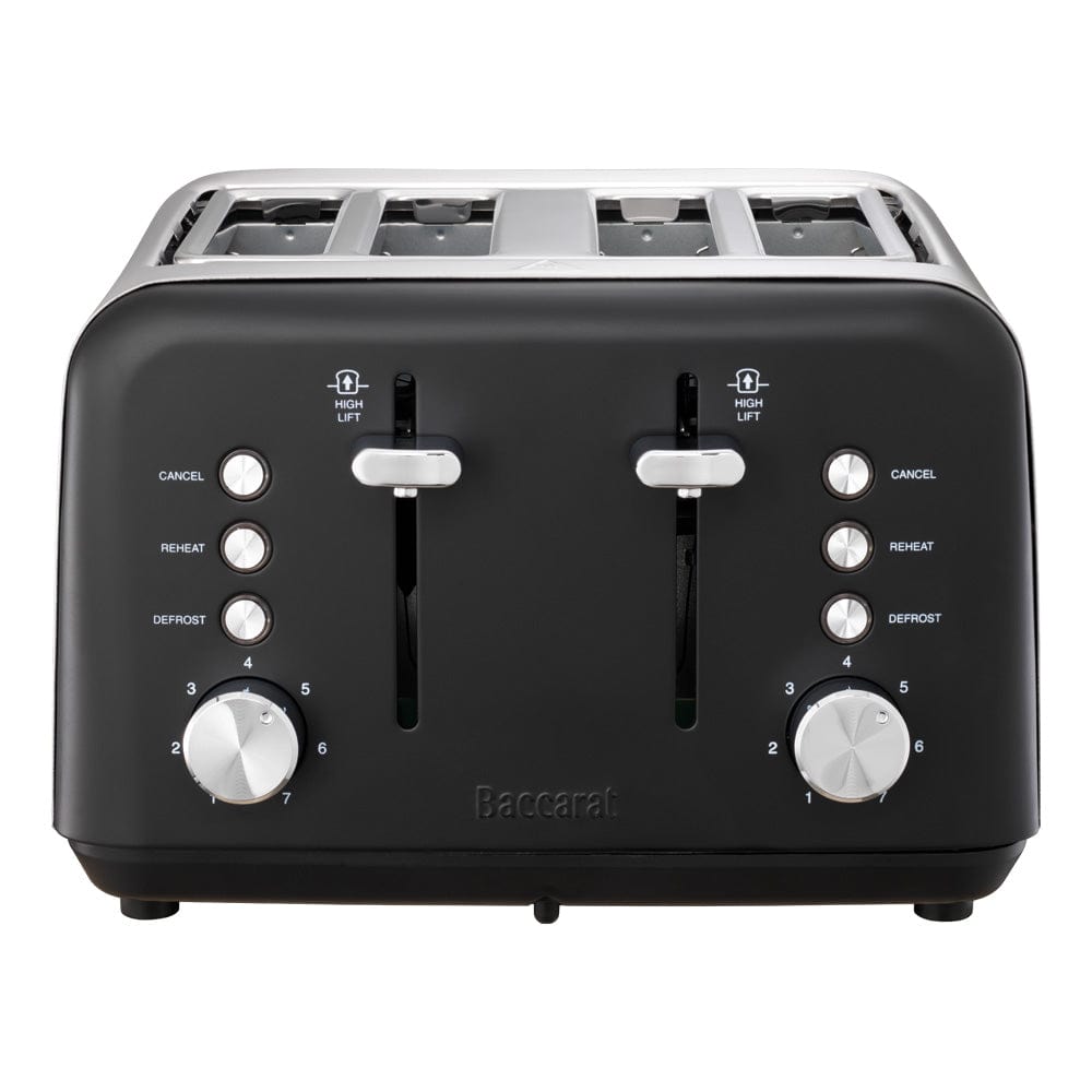 Kitchen counter with toast and a cup black four slice toaster frypan black toast frypan - Baccarat