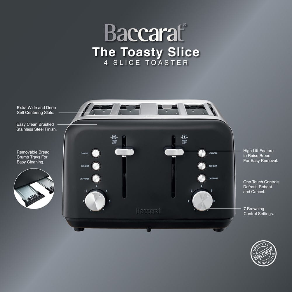 Kitchen counter with toast and a cup black four slice toaster frypan black toast frypan - Baccarat