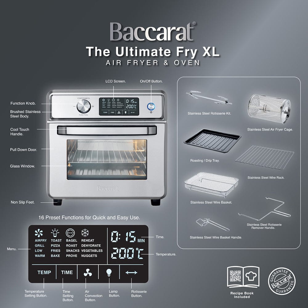 Air fryer oven with advanced features and sleek design - Baccarat the ultimate fry xl air fryer oven
