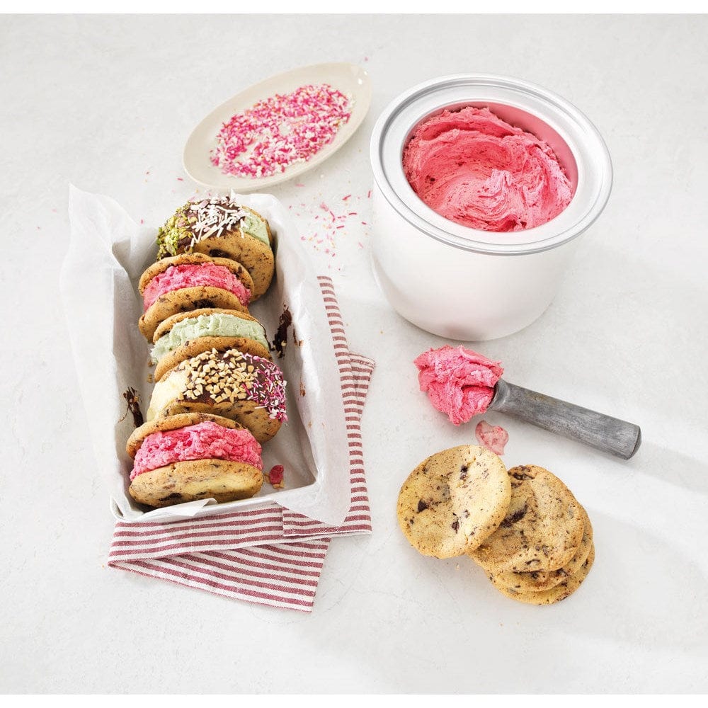 A stack of colourful ice cream sandwiches with sprinkles in vibrant pink yellow and brown - Baccarat