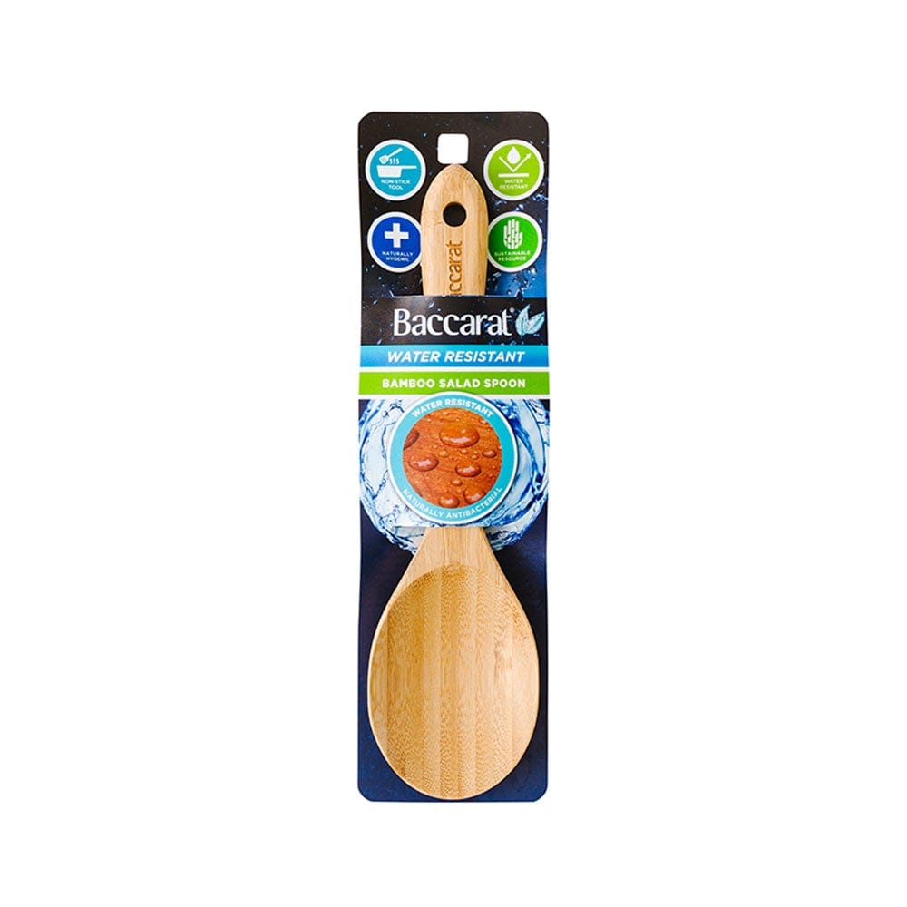 a sleek bamboo salad spoon with a smooth finish in natural wood tones - Baccarat
