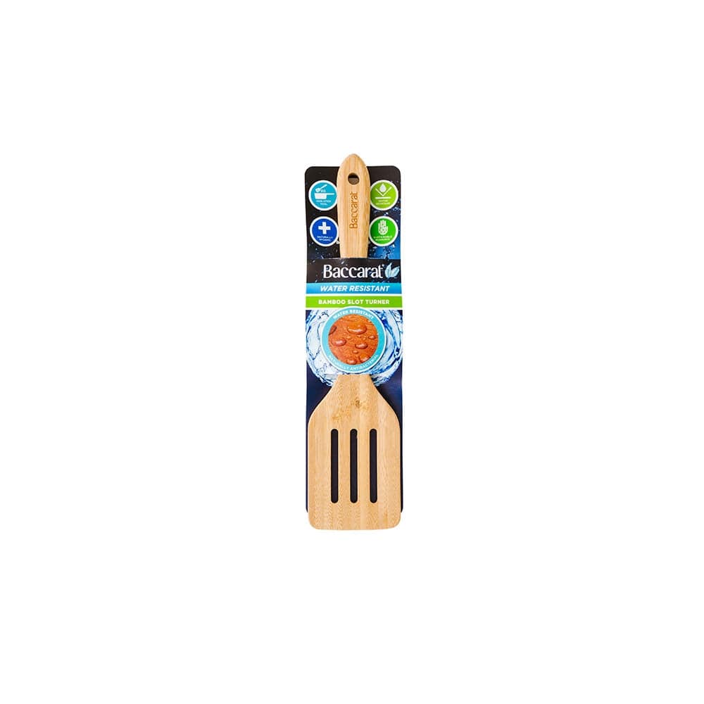 Bamboo slotted spatula natural finish designed for cooking and serving - Baccarat