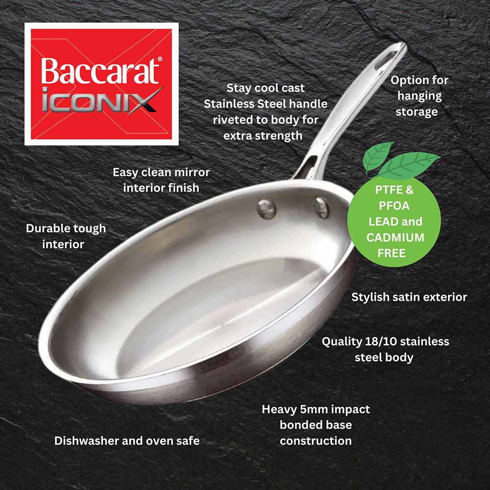Nonstick frying pan with a comfortable grip elegant black finish - Baccarat Iconix Frypan 26cm
