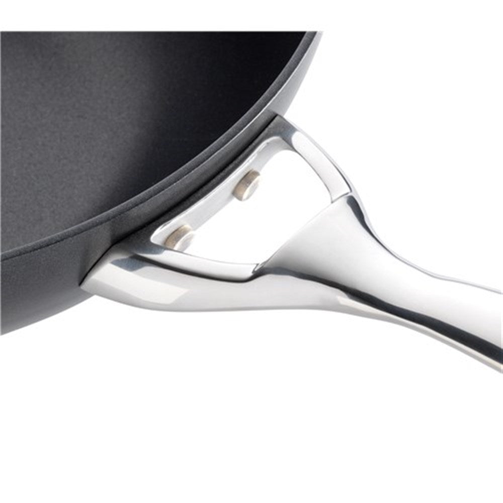 A durable non stick frypan with helper handles featuring grilled salmon and carrots - Baccarat