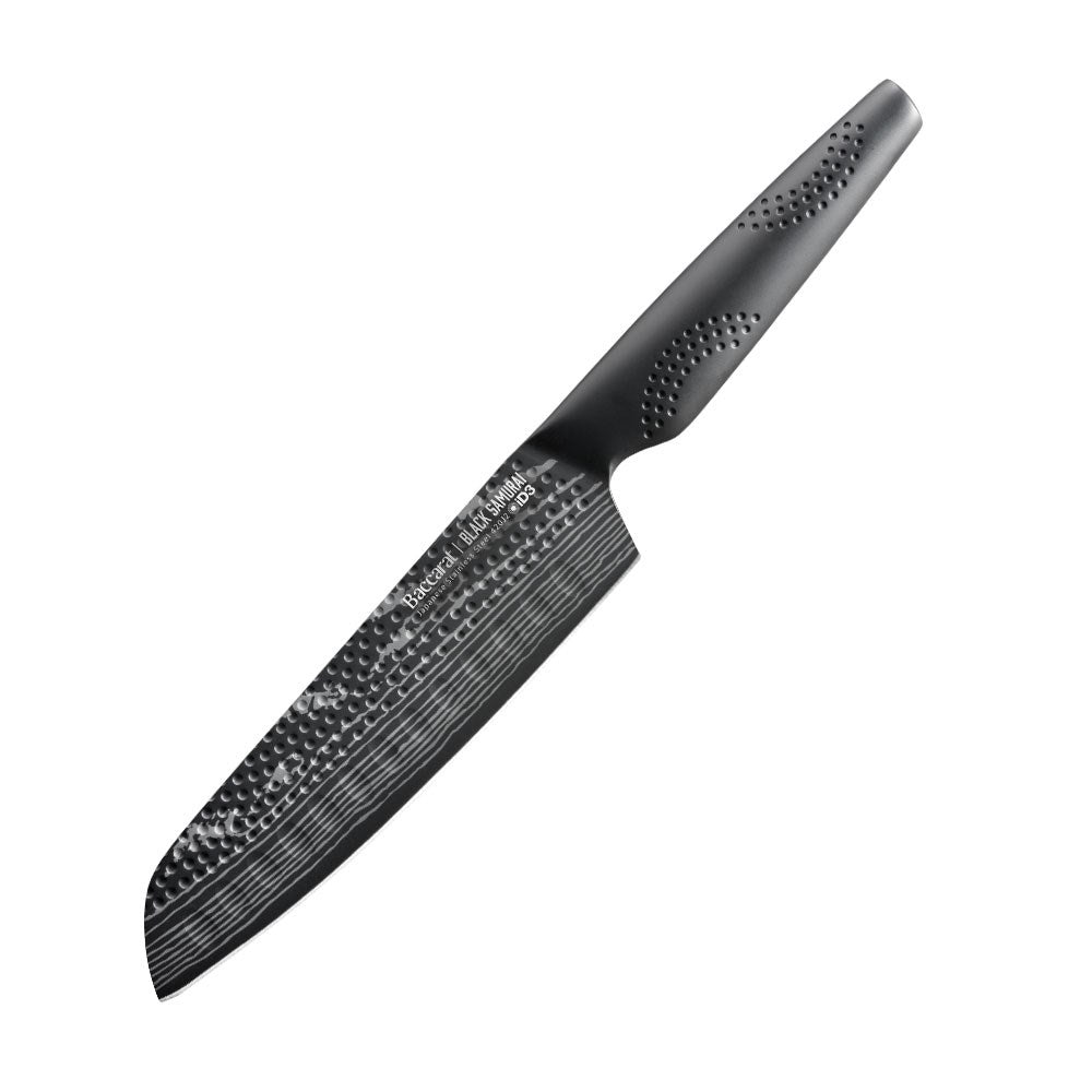 A sharp 11cm utility knife with a textured handle for precision cutting - Baccarat id3 black Samurai