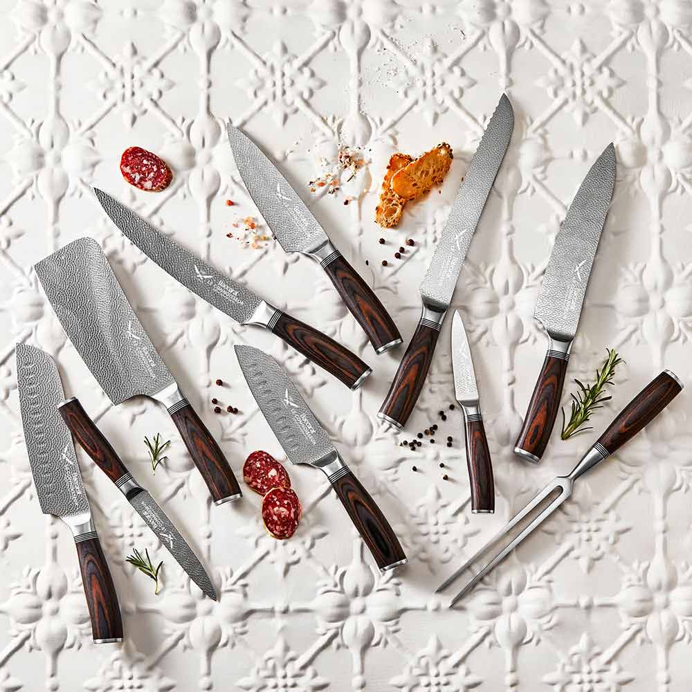 A sleek knife with a wooden handle inside an open silver box brown utility knife 12cm - Baccarat