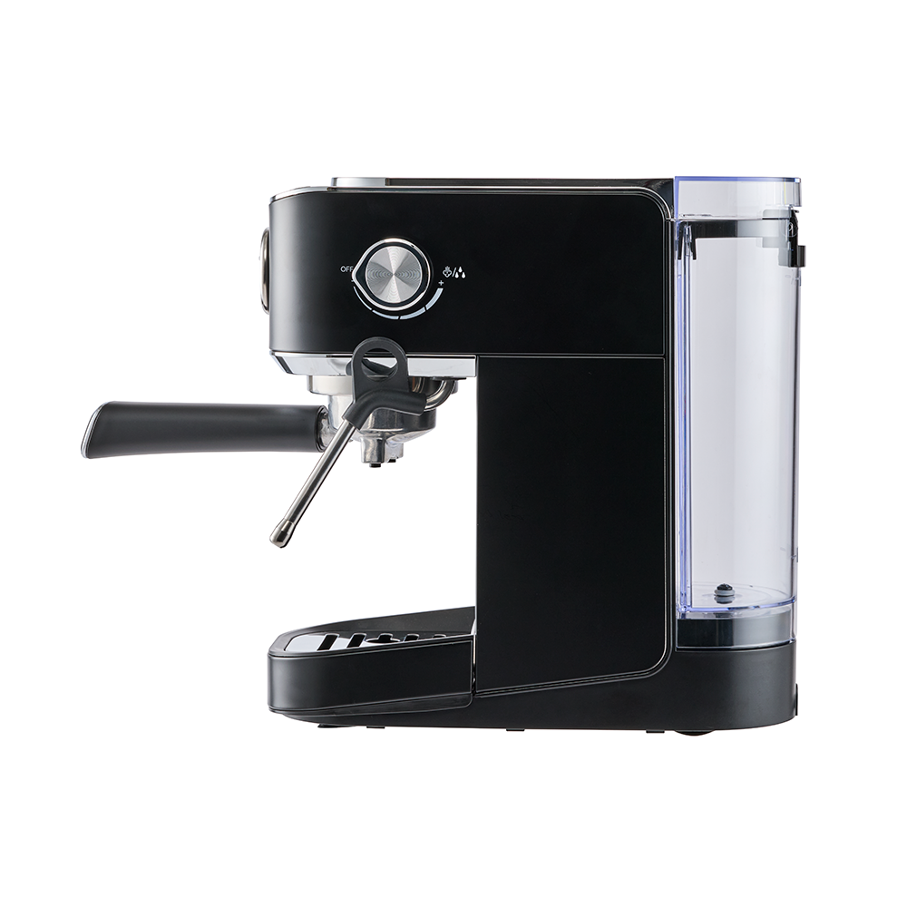 Black espresso machine on a white background
