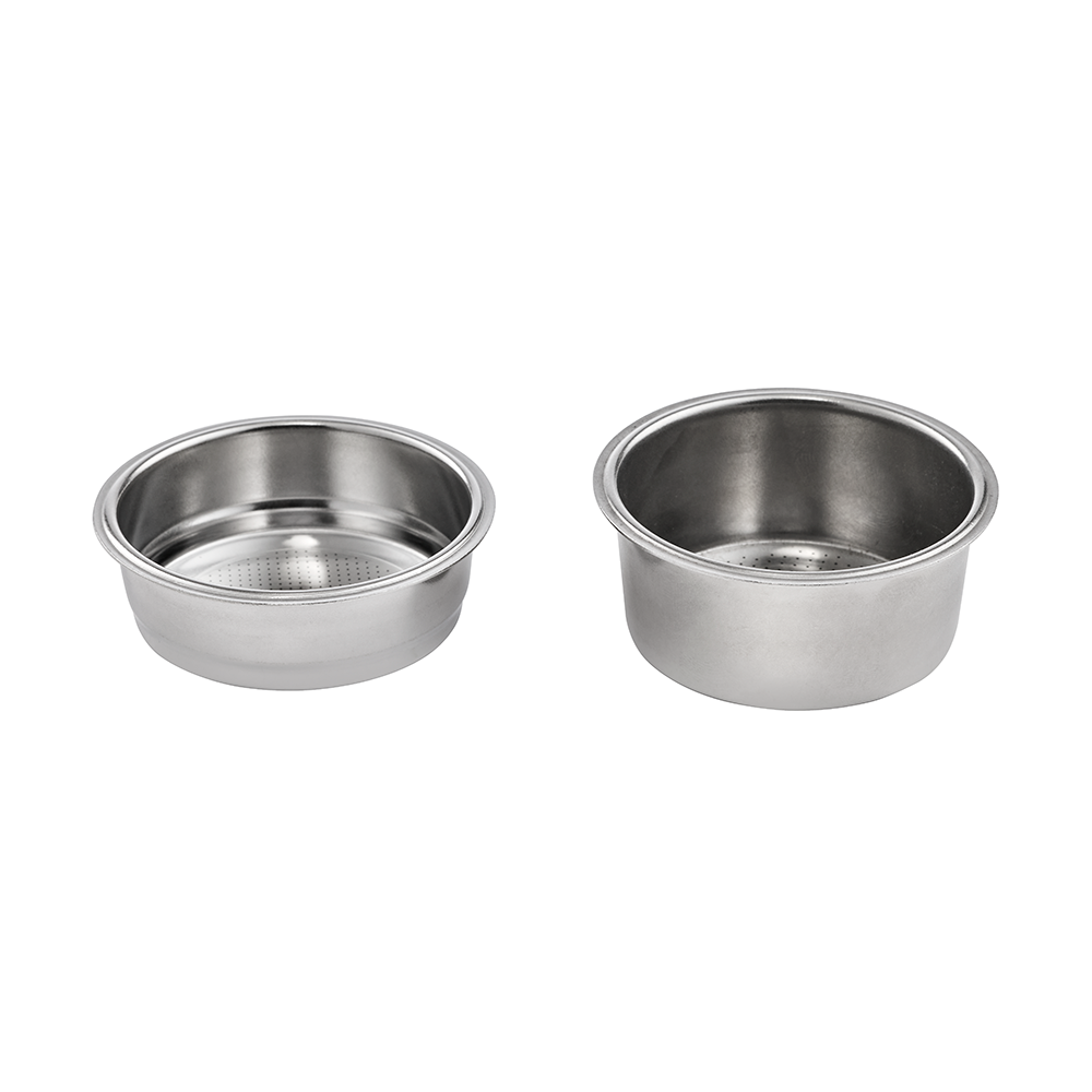Two stainless steel bowls on a white background