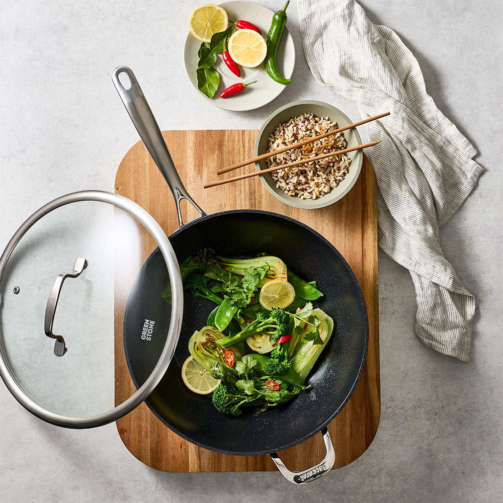 Baccarat GREEN STONE Wok With Lid 30cm