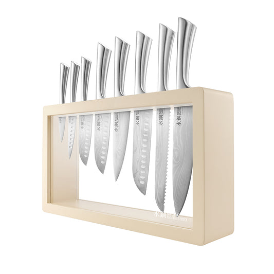 Baccarat Damashiro Katana 9 Piece Knife Block Cream