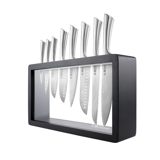 Baccarat Damashiro Katana 9 Piece Knife Block Black