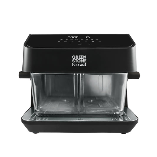 Baccarat GREEN STONE Air Fryer Glass 8L Black on a white background.