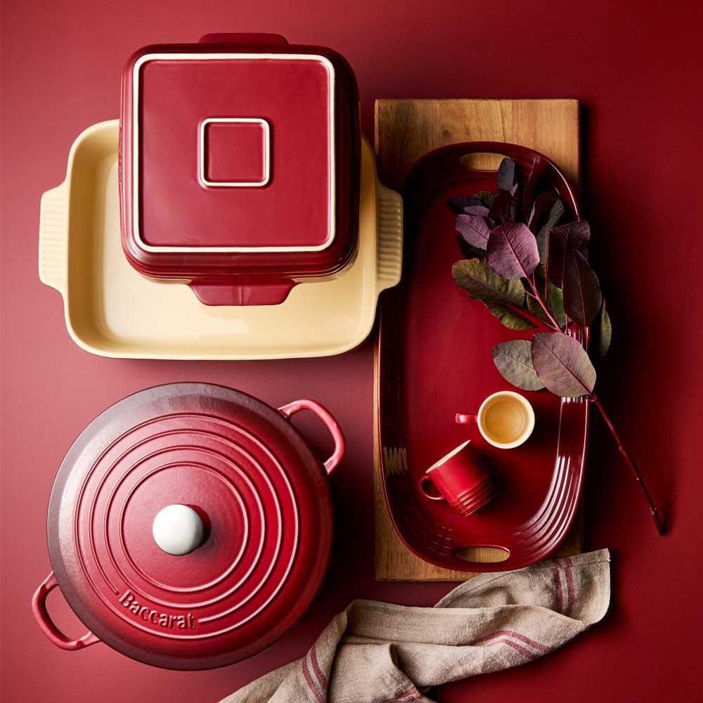 Cookware, Bakeware, and Servingware in Merlot Red - Baccarat