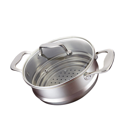 Universal Steamer Insert with Lid in sleek design showing perforated insert and handles - Baccarat