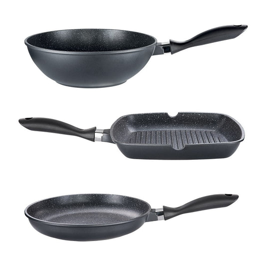 Baccarat STONE Non Stick Grill, Wok & Frypan Tri Pack 28cm