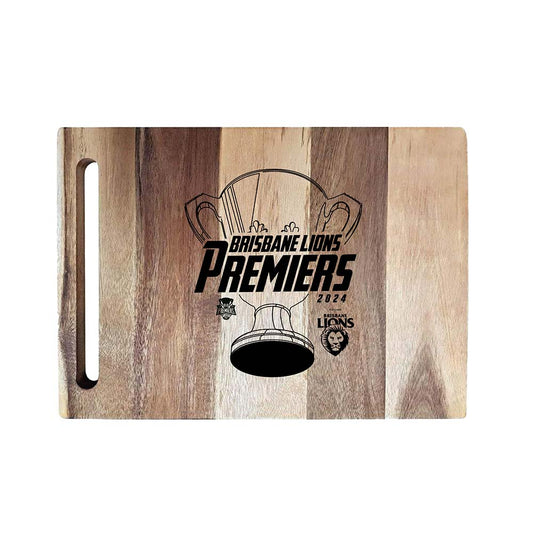 Baccarat Butchers Corner Acacia Rectangle Chopping Board 43cm Premiers 2024 Brisbane Lions