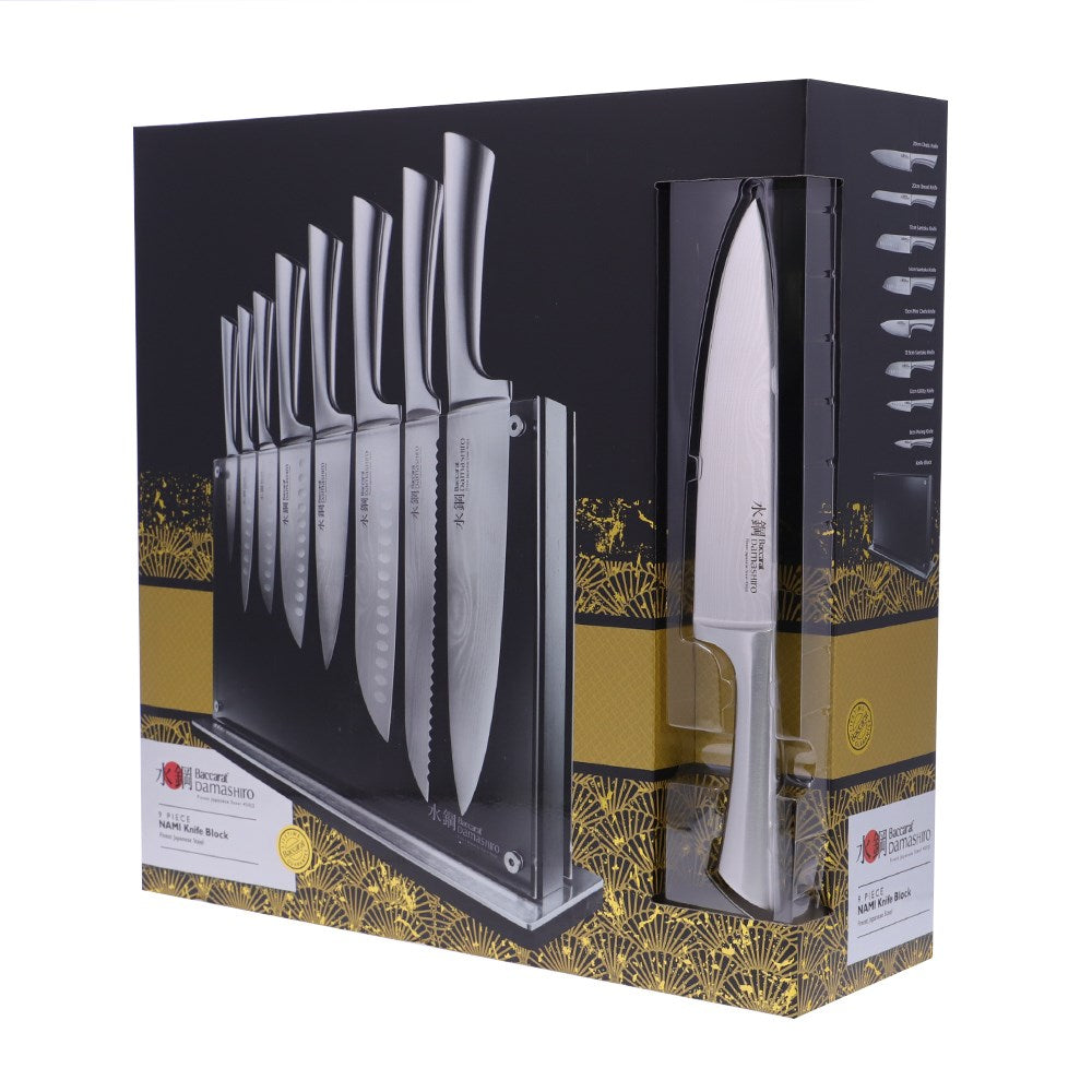 Baccarat Damashiro Nami 9-Piece Knife Block