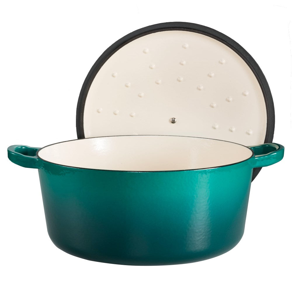 Baccarat Le Connoisseur Cast Iron Round French Oven 29cm 6.3L Teal